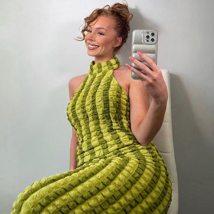 Damen-Kleid, hoher Kragen, lange Ärmel, nachhaltiges Material-5