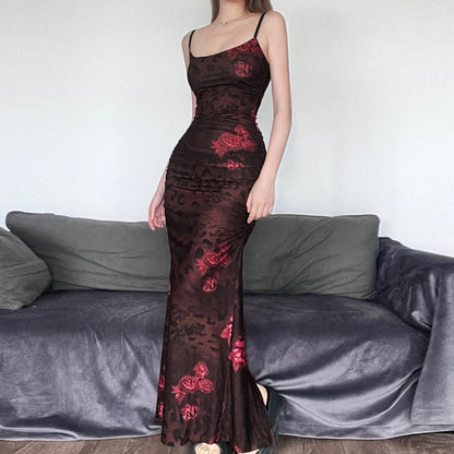 Damen-Maxikleid mit Blumendruck und elegantem Mesh – Lange Kleider für Sommer und besondere Anlässe 5