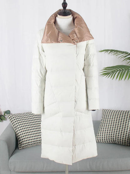 Langer Wintermantel Damen Kariert Wollmix Elegant Design-5