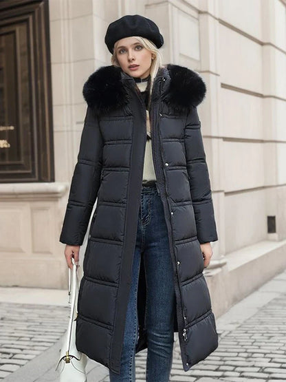 Lange Damen-Winterjacke mit Pelzkragen und verstellbarem Gürtel – elegant und warm für kalte Tage 6