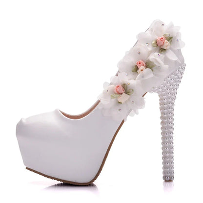 Variant image for Damen-Pumps, Blumenmuster, hoher Absatz, PU-1