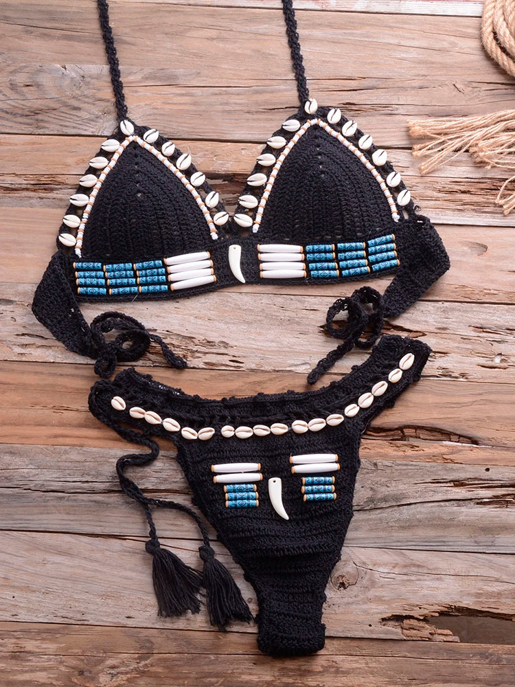 Damen 2-Geteilt Bikini Geometrisches Design Baumwolle-3