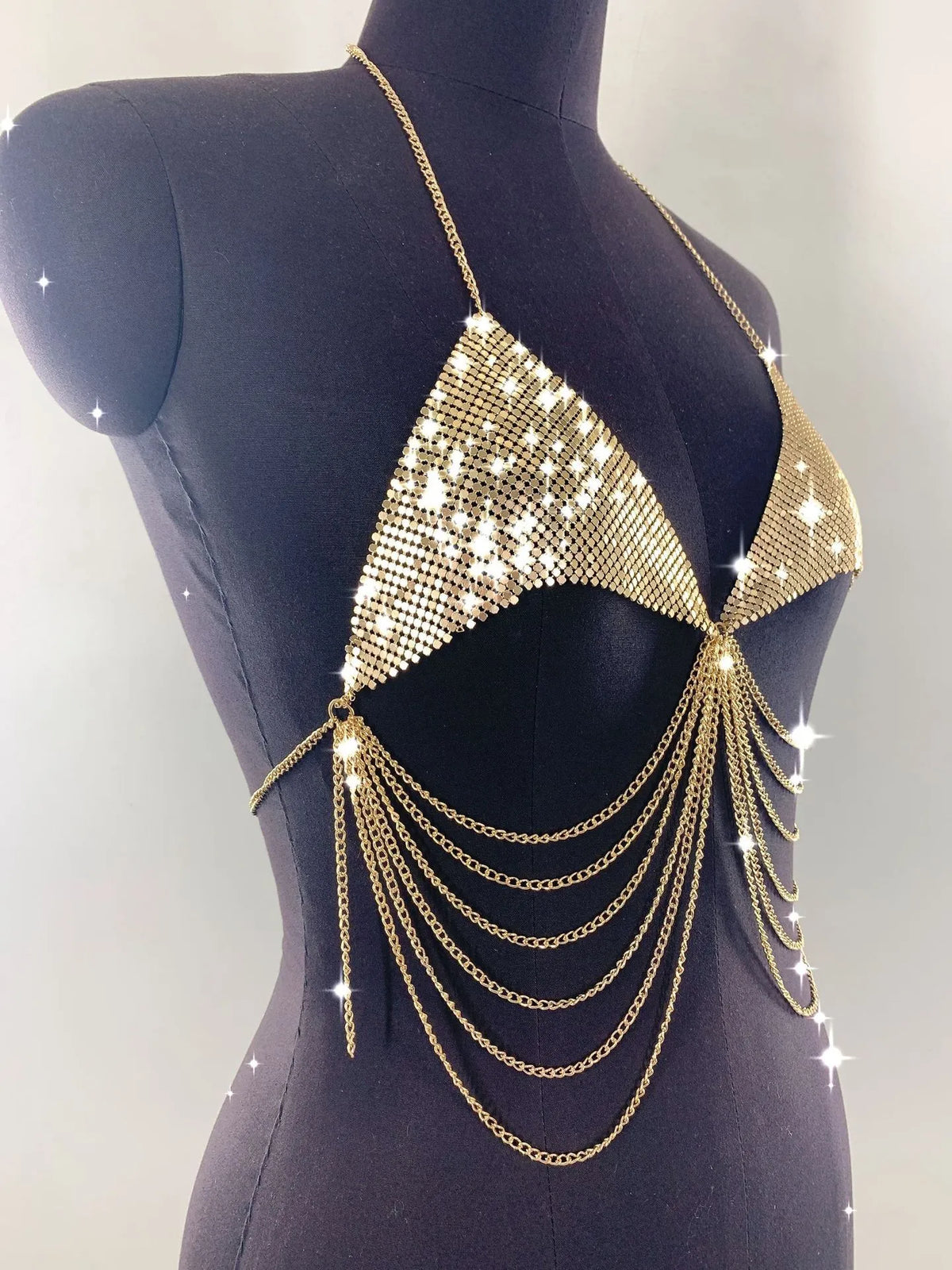 Damen-Körperschmuck, rundes Design, Metall mit Kettenverzierung-3