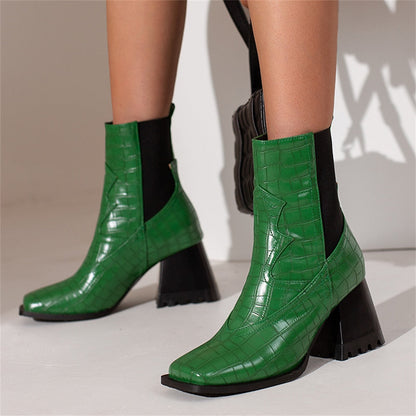 Damen-Stiefel, hoher Absatz, PU-Material, Tiermuster, elegantes Design-5