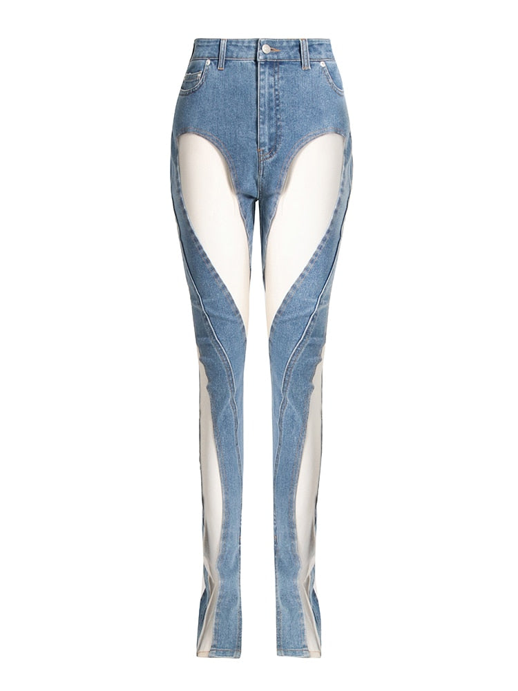 Damen-Jeans High Waist Lockerer Schnitt Baumwolle Denim-1