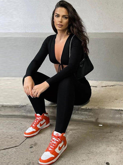 Damenoverall in Monochrom aus Polyester mit Schnürung und enganliegendem Design – perfekt für Alltag und Ausgehen 8