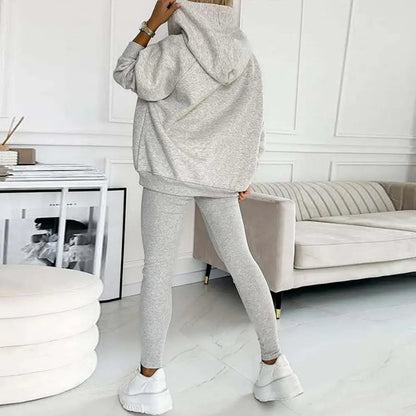 Damen-Set, zweiteilig, Hoodie, asymmetrischer Ausschnitt, weiches Material-3
