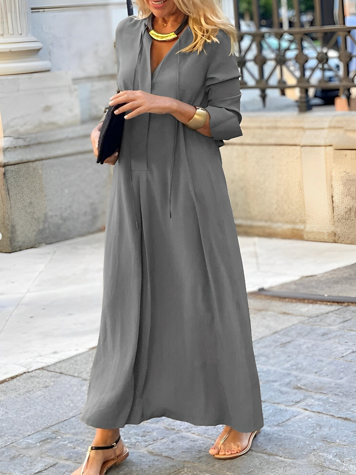 Damen-Kleid, langärmlig, elegantes Design, weich, Stoff-3