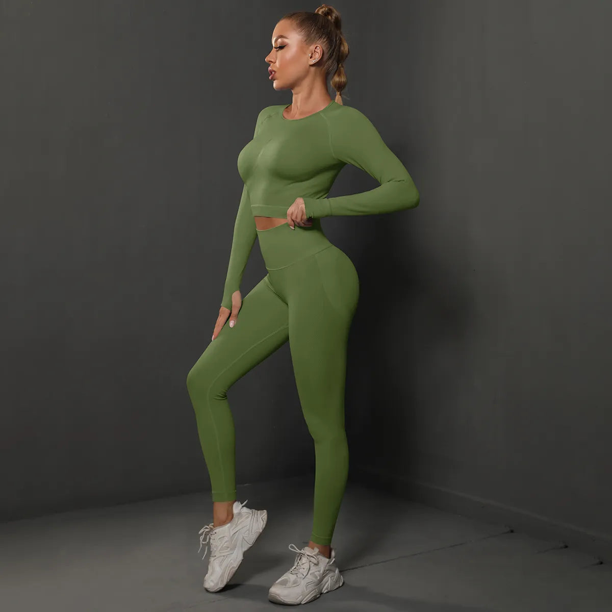 Variant image for Damen Sportliche Hose Hohe Taille Atmungsaktiver Spandex Nylon-37