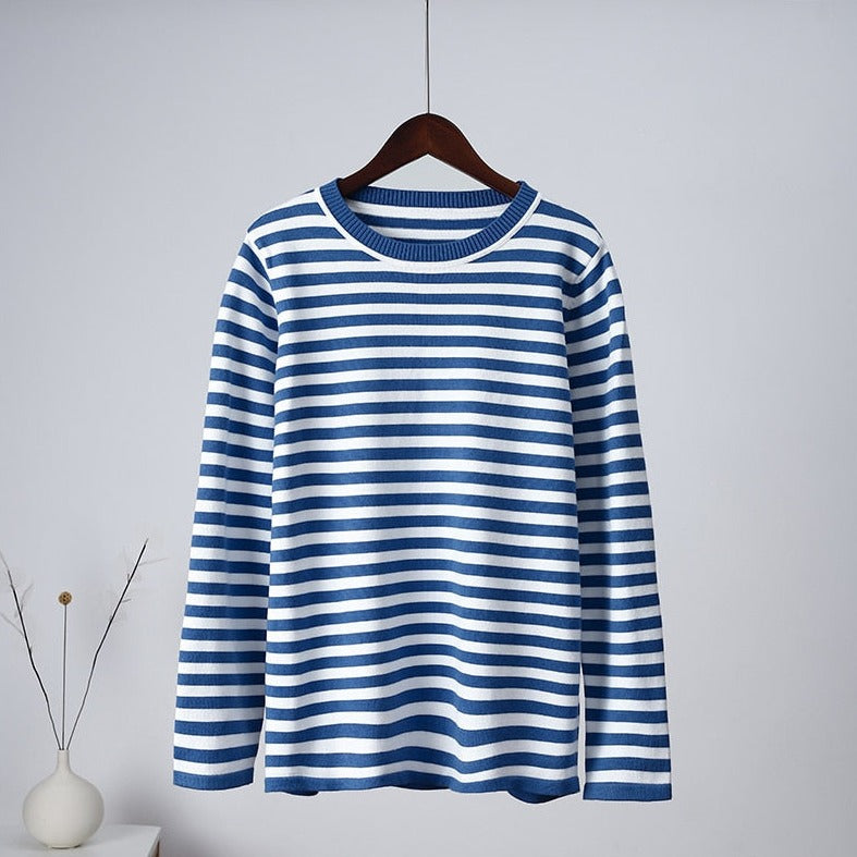 Damen Hemd Langarm Gestreift Weiches Material-3
