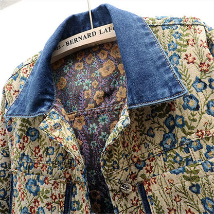 Damen-Jeansjacke mit Jacquard-Stickerei aus 100% Baumwolle-5