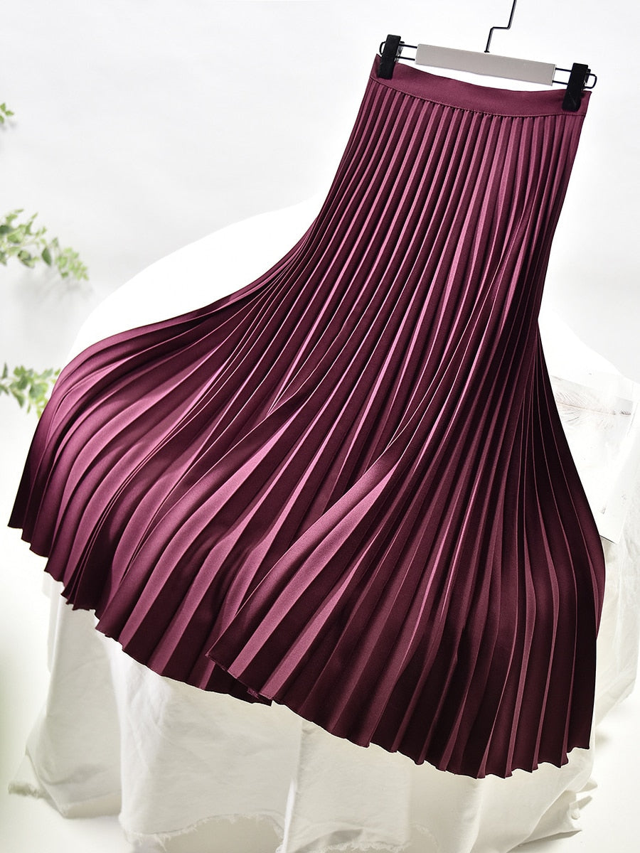 Variant image for Damen Plissierter Knöchelrock Polyester-10
