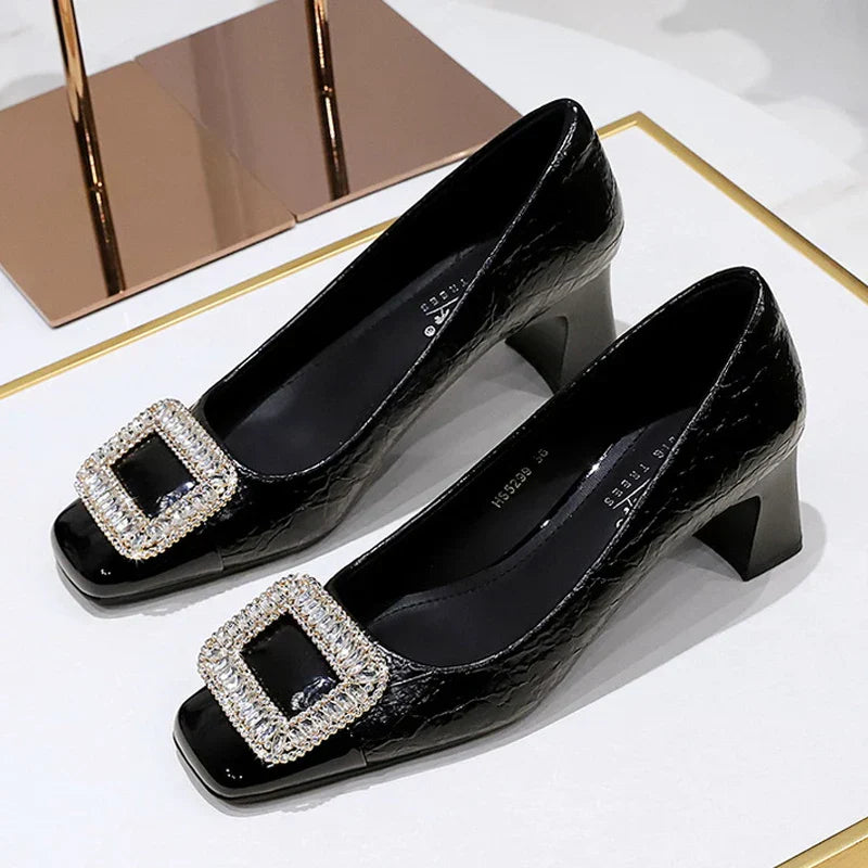 Damen-Pumps, eckige Zehe, PU-Material, elegantes Design-4