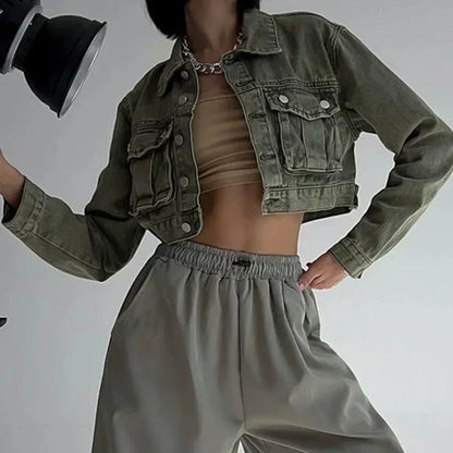 Damen-Jeansjacke Oversize mit geräumigen Taschen aus Denim 2