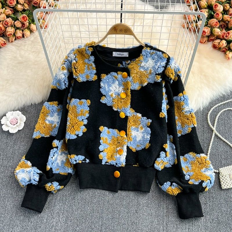 Variant image for Damenpullover Laternenärmel Patchwork Dacron-6