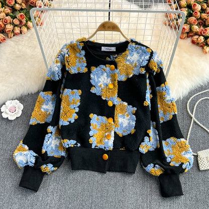 Variant image for Damenpullover Laternenärmel Patchwork Dacron-6