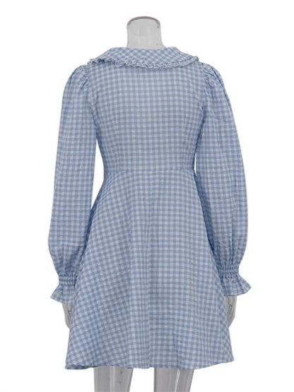 Damenkleid A-Linienförmig Puffärmel Polyester 5