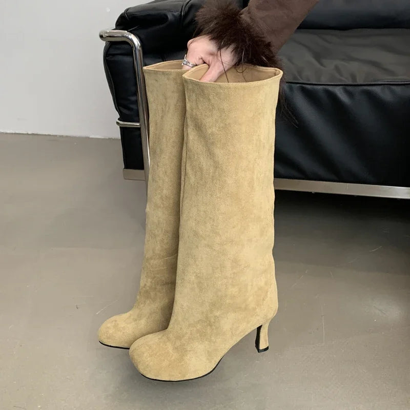 Damen-Stiefel, schlichtes Design, Gummi, PU, wasserfest, komfortabel, 36-41-2