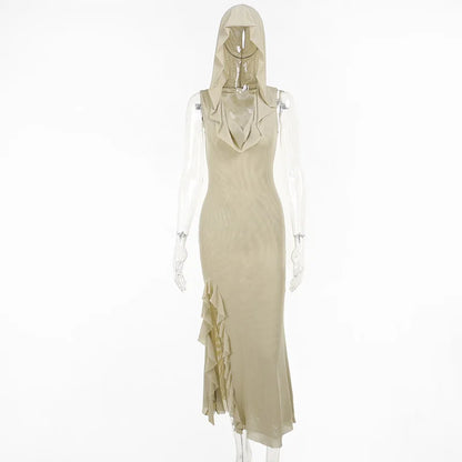 Damen-Midikleid, Slim Fit, leichtes Polyester, mit Volantsn-6