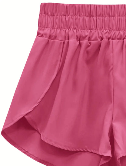 Damen-Trainingsshorts, hohe Taille, leichter Stoff, sportliches Design-5