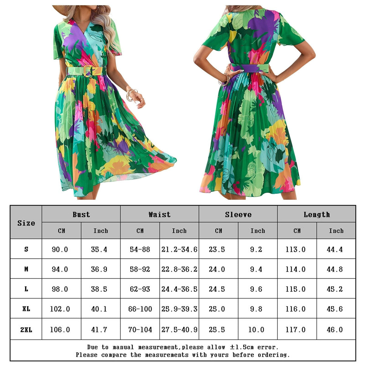 Damen-Plisseekleid, Blumenmuster, Polyester 5