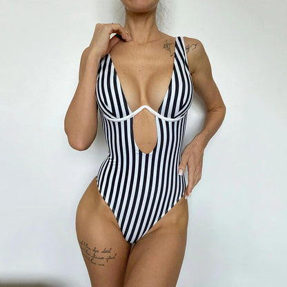 Badeanzug Damen Schlichtes Design Polyester Monokini-2
