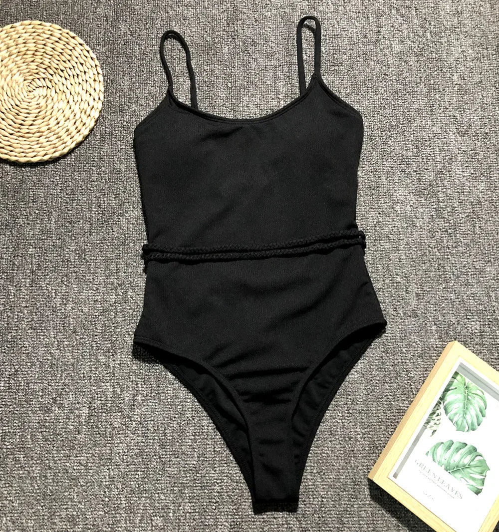 Variant image for Badeanzug Damen Einteilig mit Taillenbund Nylon-9