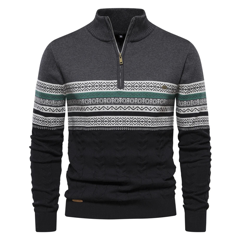 Herrenpullover im Retro-Muster – aus bequemem Polyester mit normaler Passform, perfekt für Alltag und Fest 9