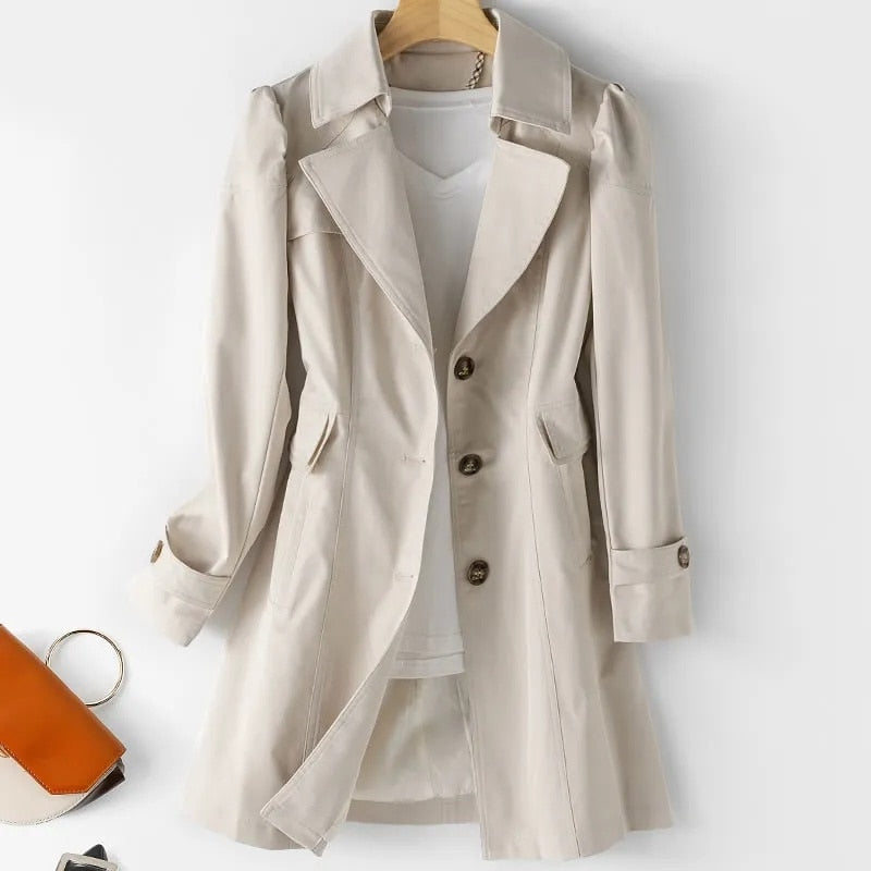 Variant image for Damen-Trenchcoat, klassisches Design, Polyester, mittellang-1