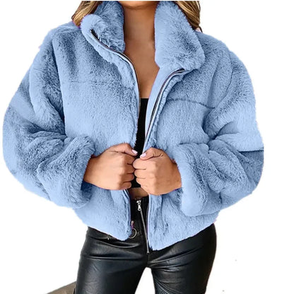 Damenmantel aus Samt mit Reißverschluss – lässiger Wintermantel für elegante Anlässe 9