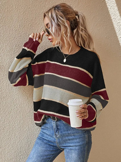 Damen-Strickpullover, gestreift, weiche Qualität-4
