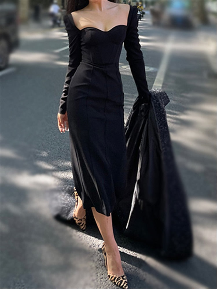 Damen-Midi-Kleid, eckiger Ausschnitt, Baumwolle, Chiffon-4