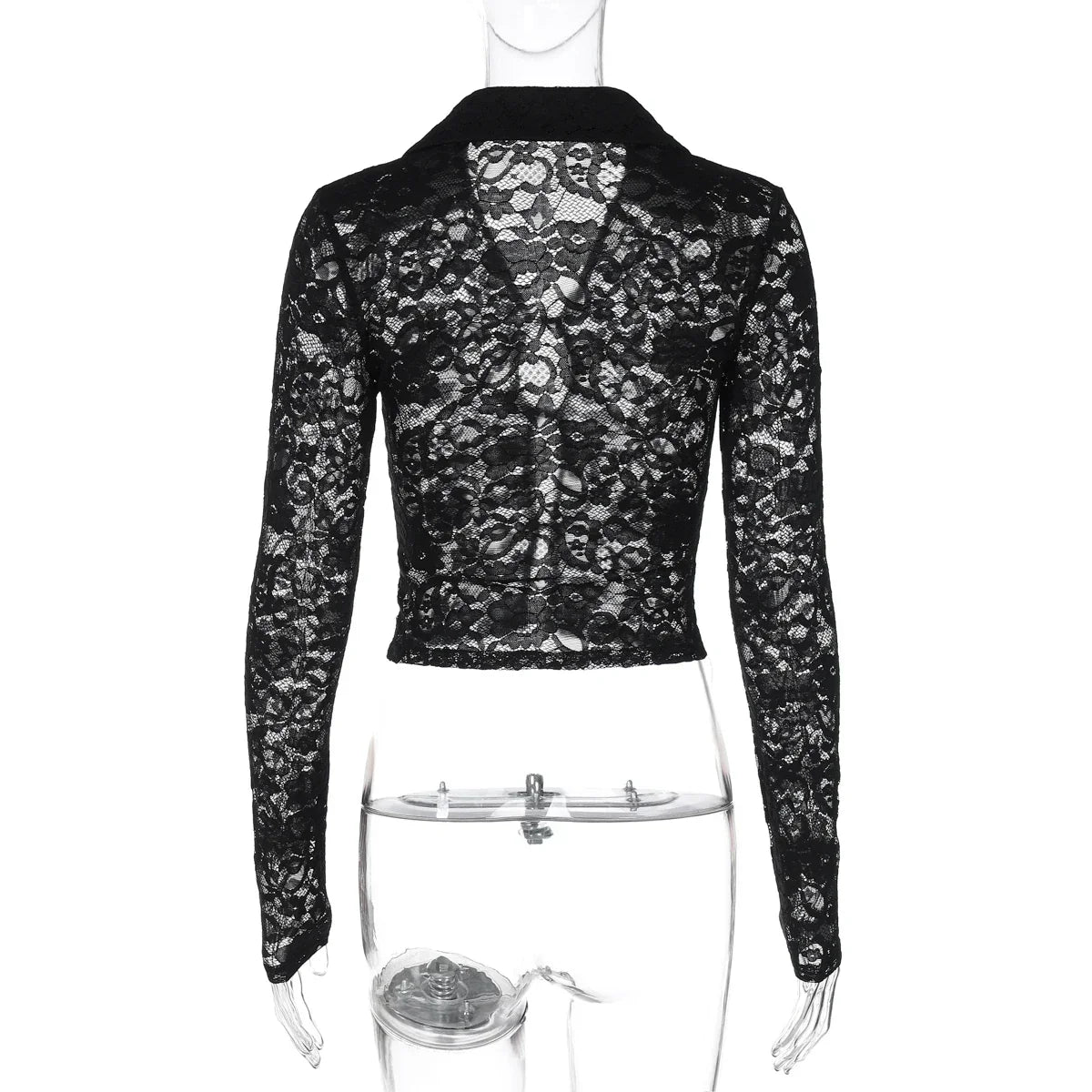 Damen-Crop-Top, transparente Akzente, Spandex-5