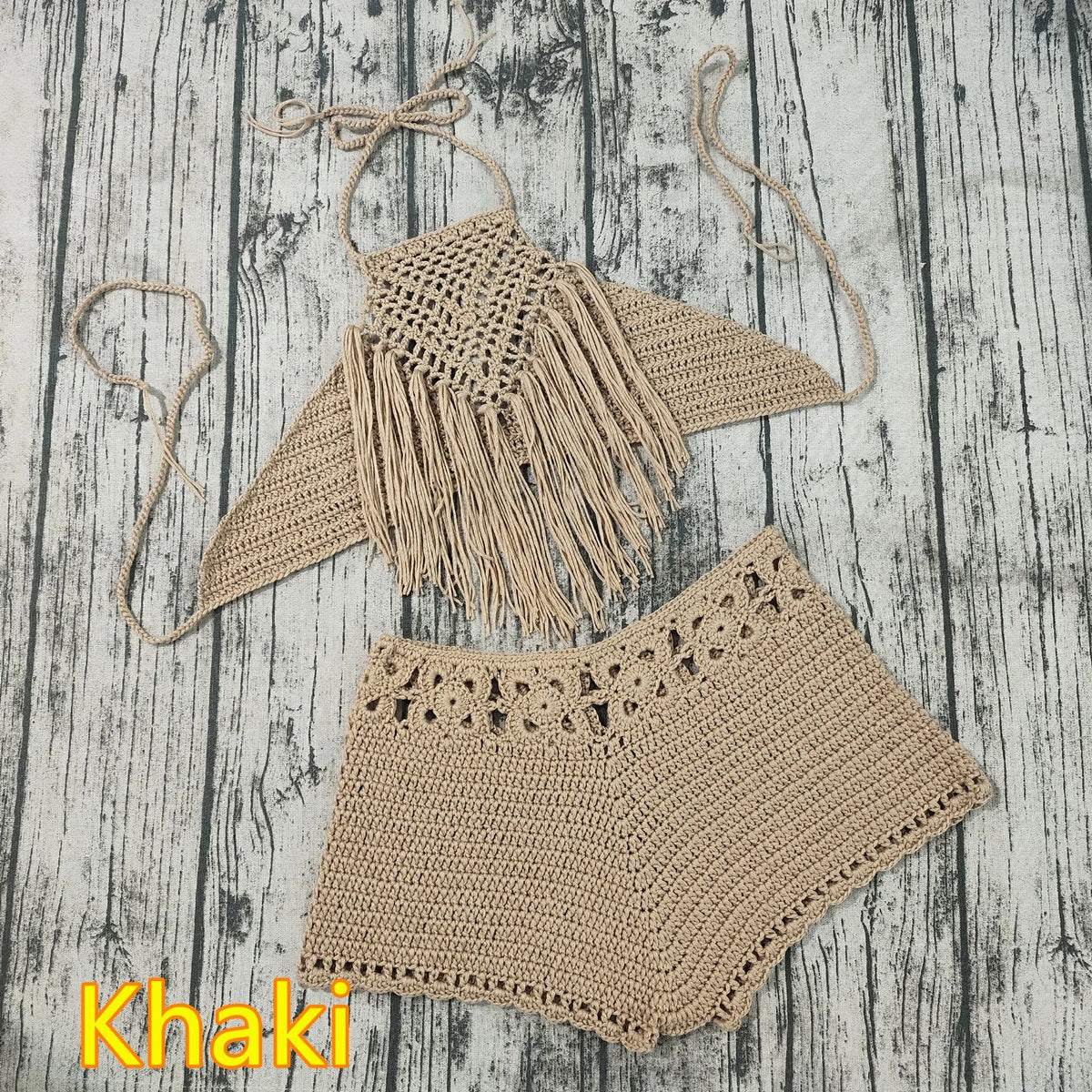 Variant image for Damen Bikini-Set Gehäkeltes Design Acryl 2-Geteilt-16