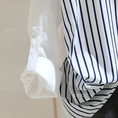 Herrenhemd, gestreift, helles Polyester, lässige Passform 4