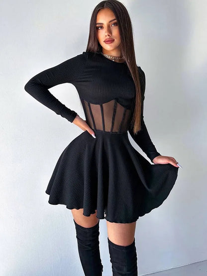 Schöne Damenkleider, A-Linie, Mini, Kleid eine Schulter, Polyester-5