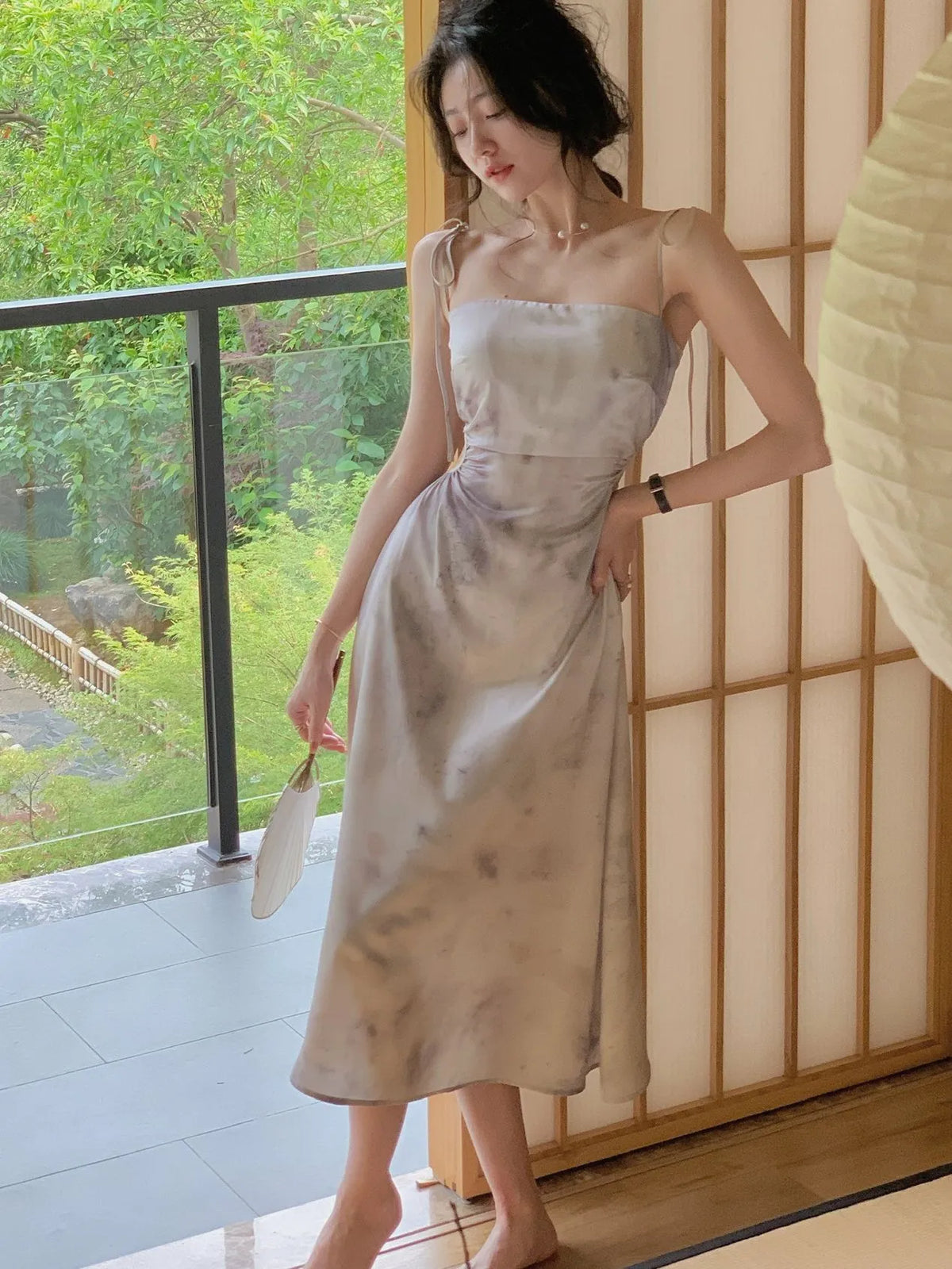 Maxikleid Damen Satin Elegant für Party und Hochzeit-2