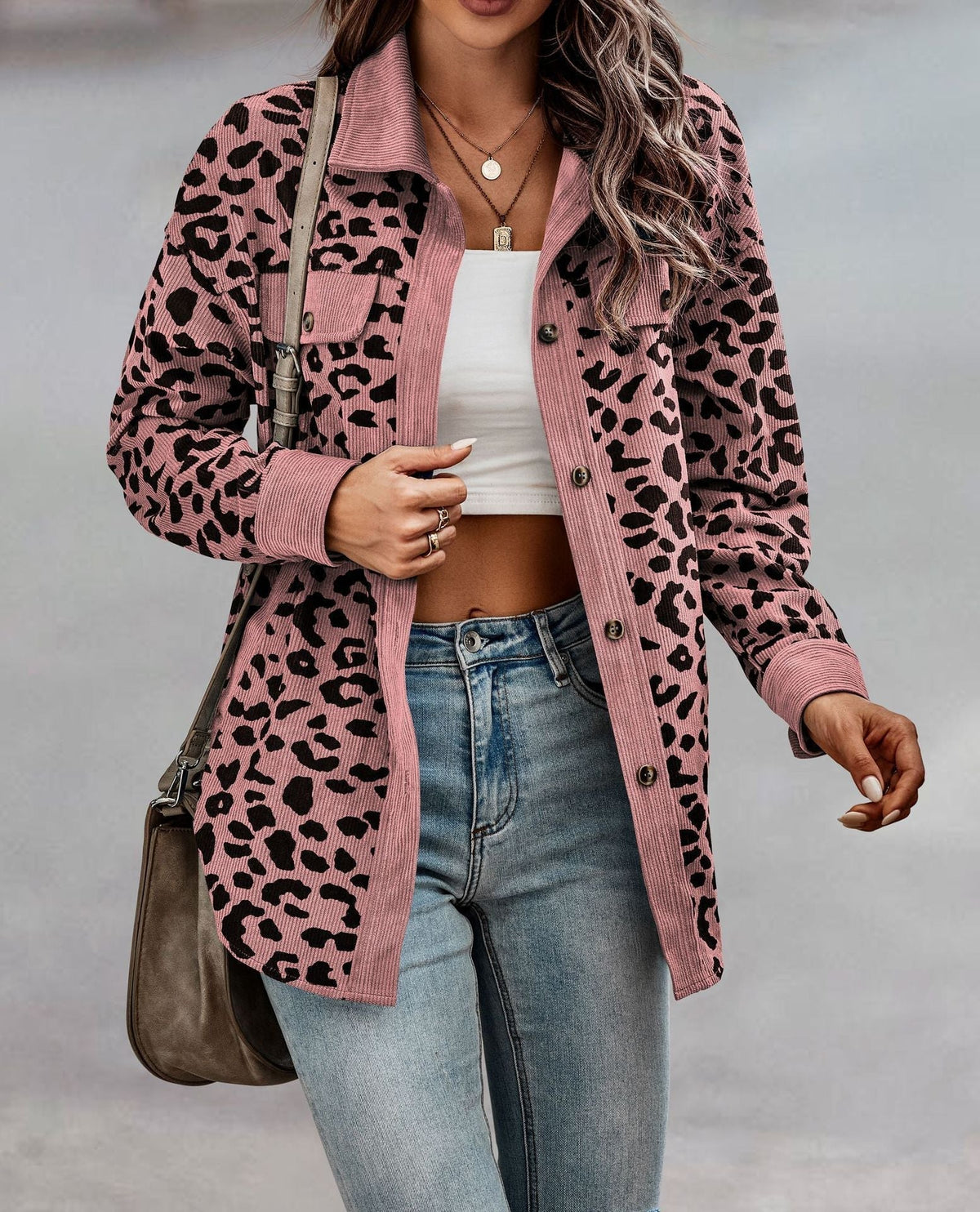 Variant image for Damen-Mantel Übergroß Leopardenmuster Weiches Polyester-7