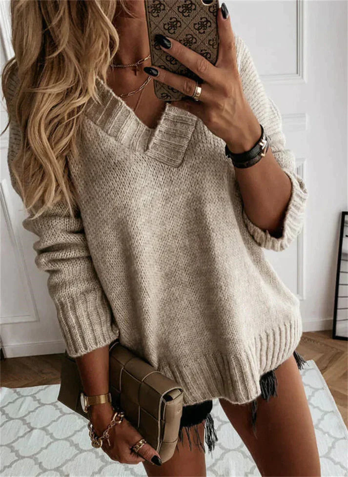 Damen-V-Ausschnitt-Pullover, klassisches Design, 100% Baumwolle 13