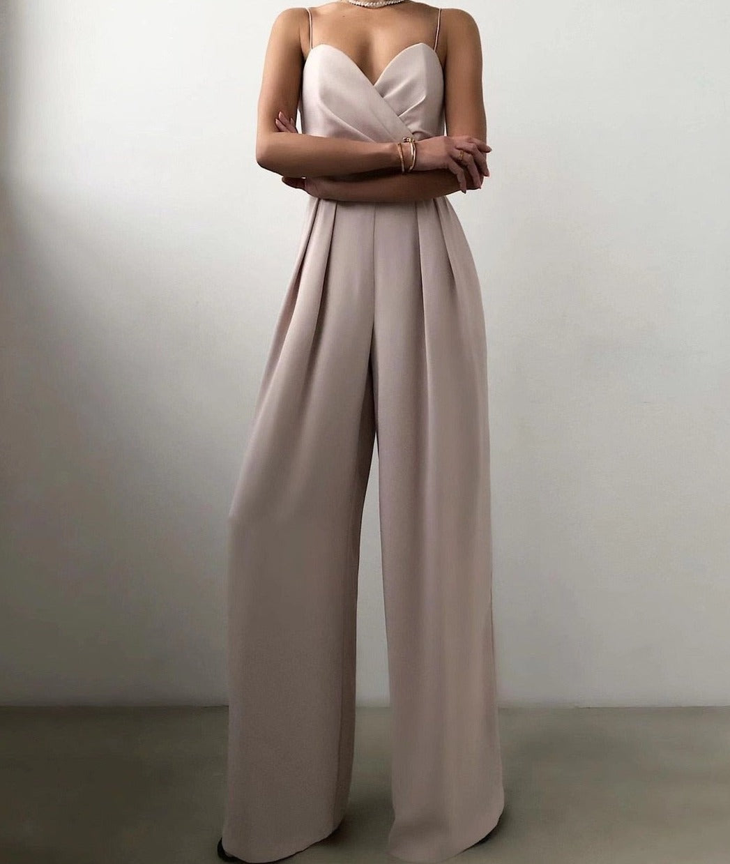 Damen-Jumpsuit Verstellbare Träger Minimalistisches Design Leichter Stoff 3