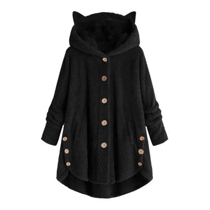 Variant image for Damen-Hoodie Katzenohren Weicher Sherpa-19