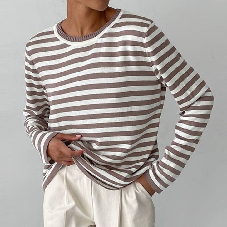 Variant image for Damen Hemd Langarm Gestreift Weiches Material-4