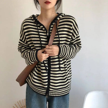 Herren-Hoodie, gestreifter Baumwoll-Kapuzenpullover, für lässigen Stil-1