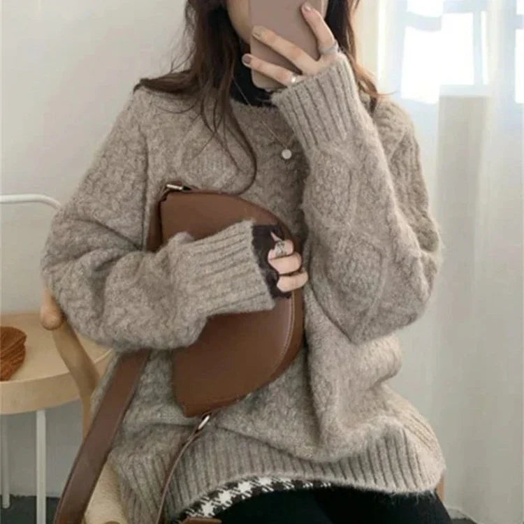 Damen-Boho-Strickpullover, rotiertes Design, weiche Strickart-3