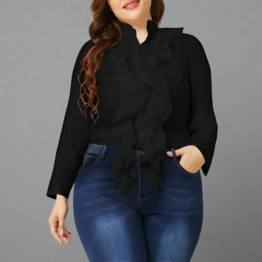 Variantenbild für weiße Damenbluse mit klassischer Passform aus Polyester und Spandex-5