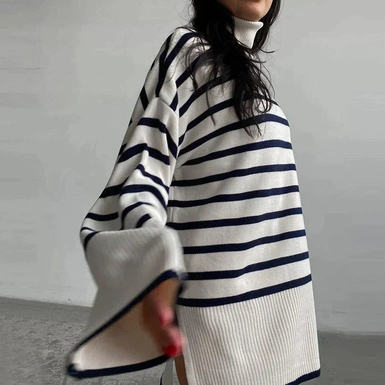 Damenpullover luftiges Design mit Kragen aus hochwertiger Baumwollmischung-3