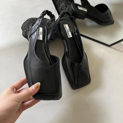 Damen Schuhe Eckiges Offenes Design Synthetikleder-4