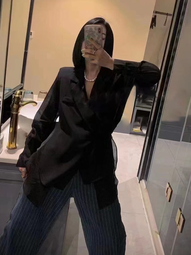 Damen Blazer Lange Ärmel Zeitlose Baumwolle-2