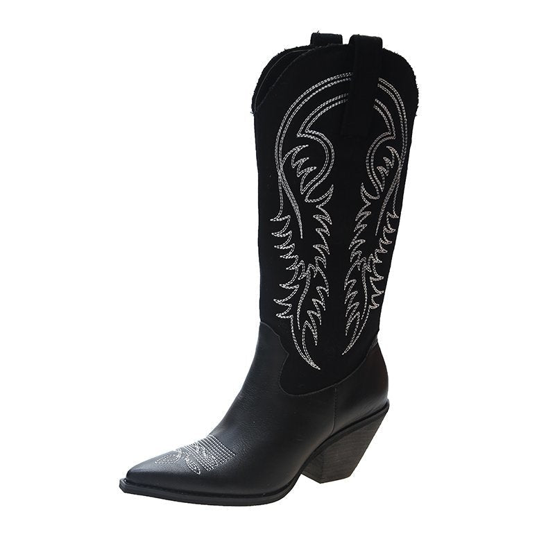 Damen-Cowboystiefel Klassische Absätze Leder-1