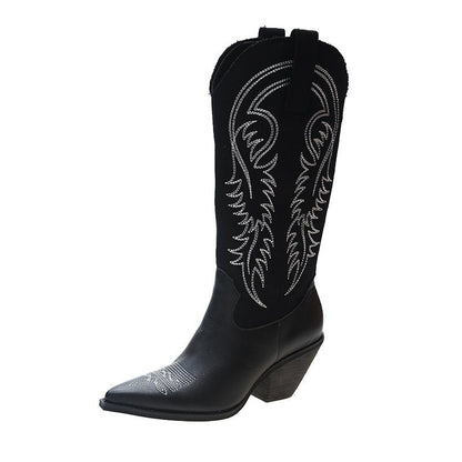 Damen-Cowboystiefel Klassische Absätze Leder-1